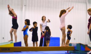 Cherokee girls have been learning the finer points of gymnastics at Birdtown Gym through a partnership between Cherokee Recreation and New Vision Gymnastics from Franklin.  (Photo courtesy of Jessica Daniels) 