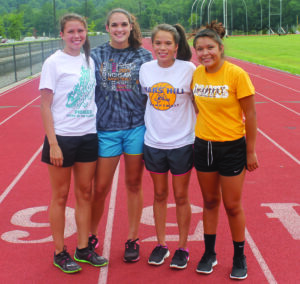 CHS girls cross country team (left-right) Kendal Toineeta, Avery Mintz, Lydia Lossiah, Bree Stamper; not pictured – Kaycee Lossiah and Devonna Reed  (SCOTT MCKIE B.P./One Feather photos) 