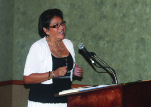 Marvel Welch, Healthy Heart Initiative participant, gives the keynote speech during Wednesday’s event.  