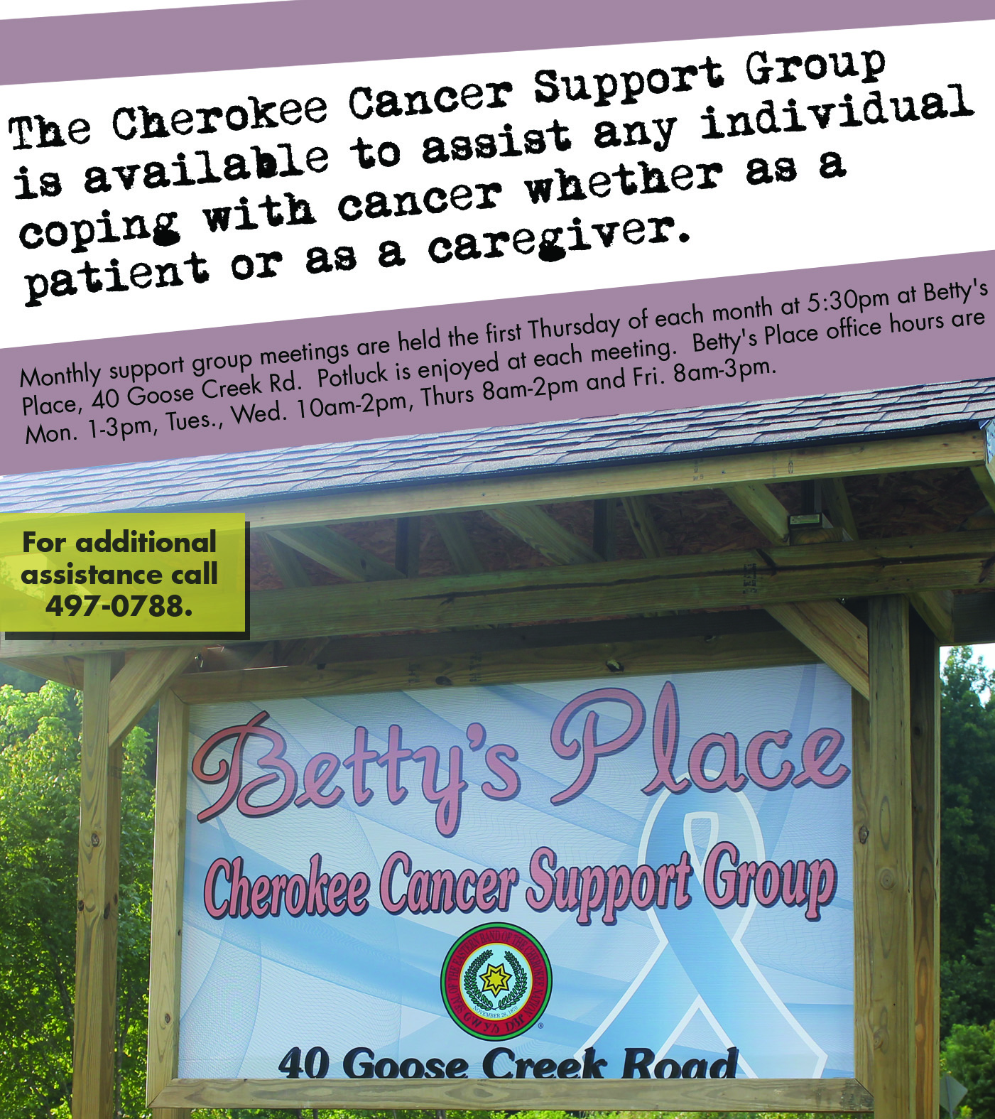 Cherokee Cancer Support Group PSA