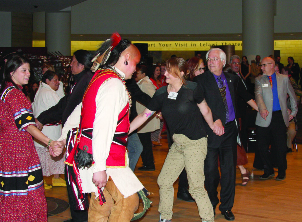 A Cherokee Friendship Dance was held at the opening reception of the NMAI Cherokee Days program on the night of Wednesday, April 2.  