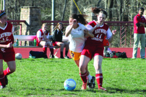 Cherokee’s Andrea Cedillo (#3) is fouled hard by Haywood Christian’s Caroline (#11, last names were not available on their roster) late in the match.  The foul, inside the box, resulted in a penalty kick which was made by Taran Swimmer.  