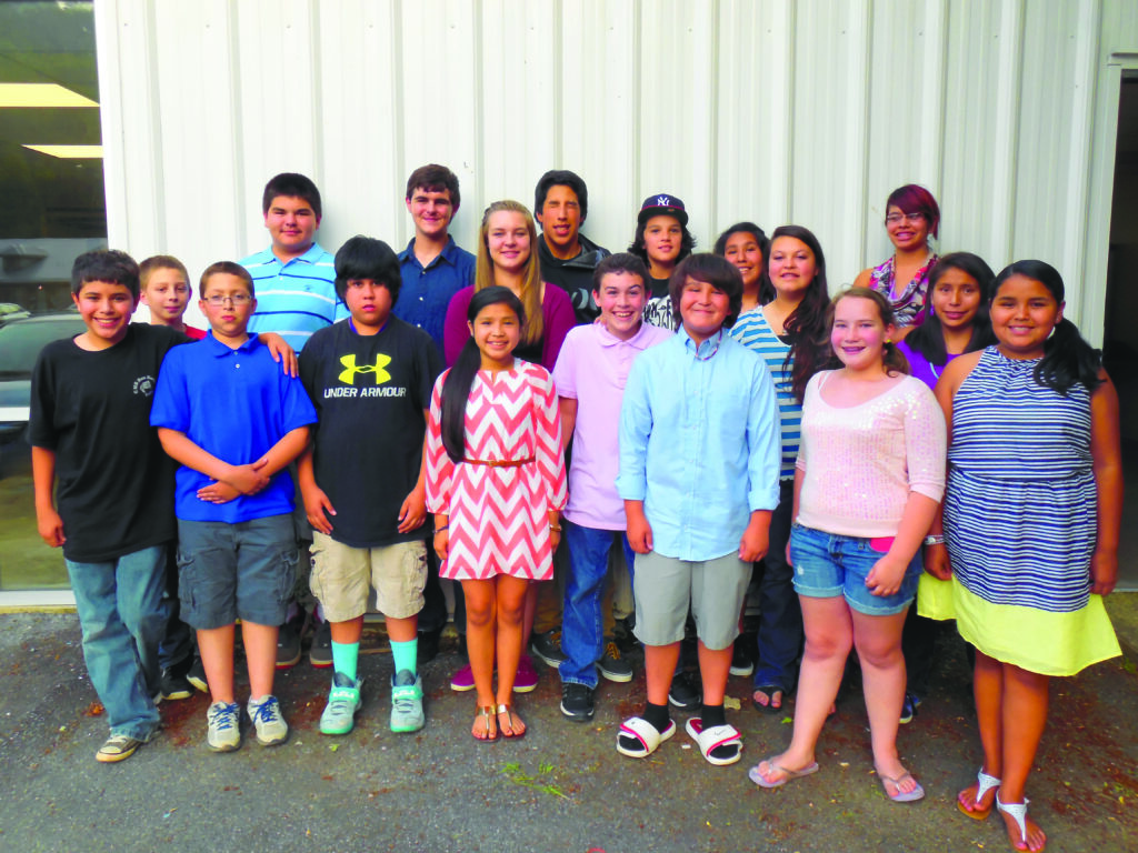 These are the members of the Cherokee Youth Council for 2014.  “Congratulations to our new members,” said Sky Sampson, Cherokee Youth Council program manager.  “We are so excited to see how you grow!”  Shown (left-right) front row – Eason Esquivel, Dallas Bennett, Adrian Gomez, Malia Davis, Grayson Cotes, Charlie Lambert, Evie Cotterman, and Taneyah Hill; middle row – Hunter Radford, Faith Long, Kara Welch, and Mary Driver; back row – Jullian Rubio, Jacob Long, Simon Montelongo, Seth Ledford, Louwana Montelongo, and Hannah Lefdord; not pictured – Deliah Esquivel, Hope Long, Adam Saine, Cameron Catolster, Emily Welch, Keanu Crowe, Natasha Walk, Tierney Bradley, and Trevor Cagle.  (Photo by Sky Sampson) 