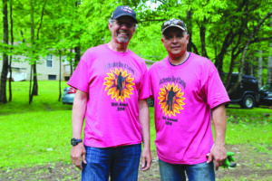 Principal Chief Michell Hicks (right) is shown with NASCAR legend Kyle Petty who participated in Thursday’s Day of Caring.  