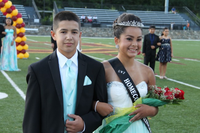 Jade Ledford, a 7th grader at Cherokee Middle School, was named CMS Homecoming Princess.  She is shown escorted by Caden Pheasant.  