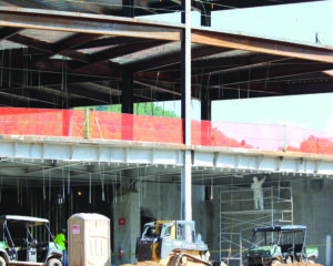Structural Steel on Building A is complete as crews prepare to lay concrete Slabs on the second floor of the building.