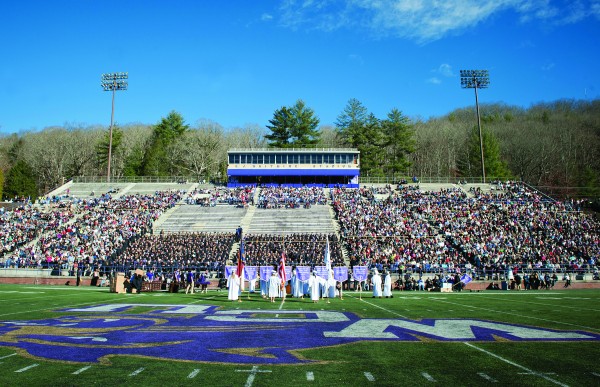 Family members and friends of the graduates filled the stadium’s east stands during WCU's commencement on Saturday, Dec. 13.  (WCU photo) 