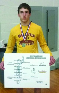 Cherokee’s Jaron Bradley, senior, took first place in the 152lb division at the James Orr Memorial Invitational Tournament held in Robbinsville on Saturday, Jan. 17.  (Photo contributed) 