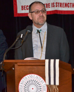 USET President Brian Patterson speaks out on the use of the term Redskins during the first session of the USET Impact Meeting in Washingon, DC on Monday, Feb. 9.  (USET photo) 