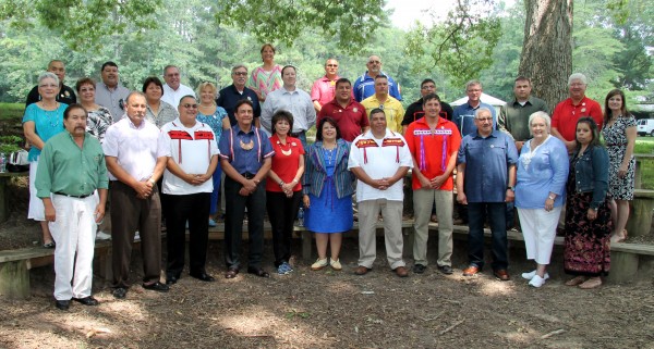 At the conclusion of Friday’s meeting, leaders of the three tribes gathered for a group photo. 