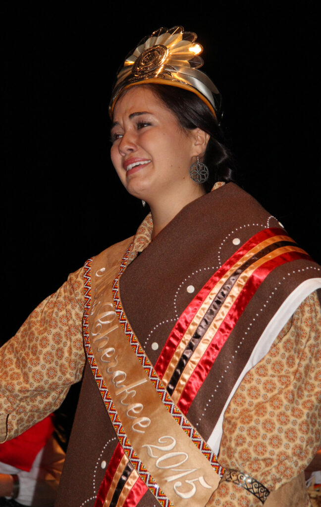 Amorie Gunter was crowned the 2015 Miss Cherokee at the annual pageant held at the Chief Joyce Dugan Cultural Arts Center on the evening of Saturday, Oct. 3. (SCOTT MCKIE B.P./One Feather photos) 