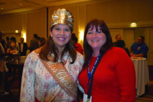 Miss Cherokee Taran Swimmer (left) is shown with Cherokee High School Principal Debora K. Foerst.  (Photo courtesy of Tina Swimmer) 