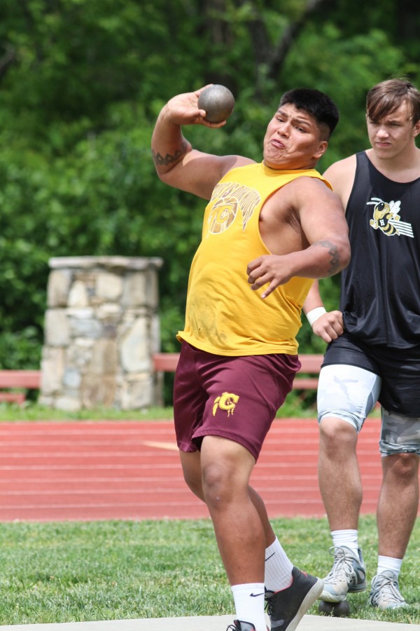 Cherokee’s Byron Locust placed eighth in the boys shot put with a throw of 41-08.75. 