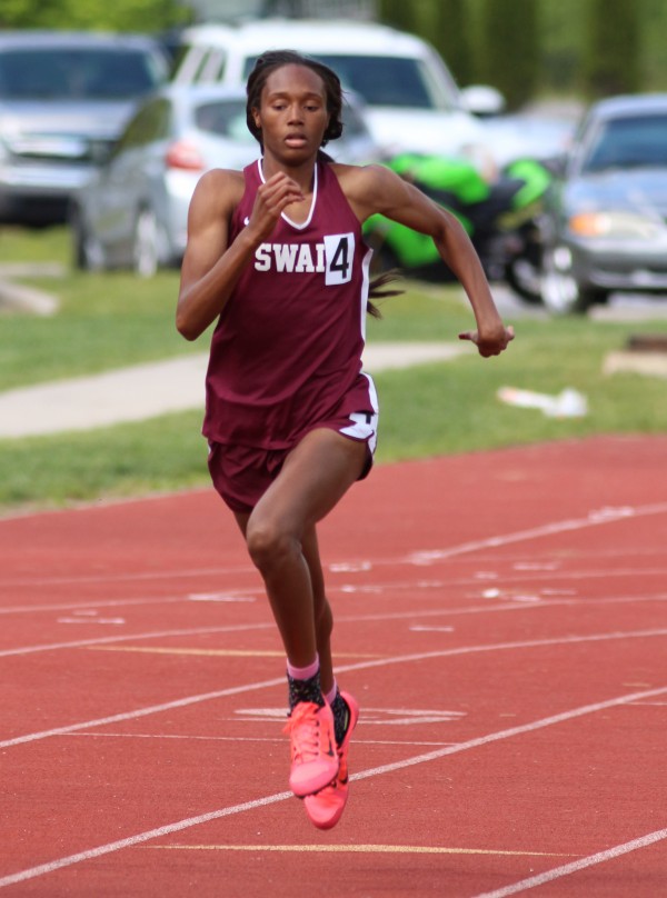 Swain's Maleeah Langstaff took won the conference championship in the girls 400M dash with a time of 59.42. She was also runner-up in the high jump with a height of 5-00. 
