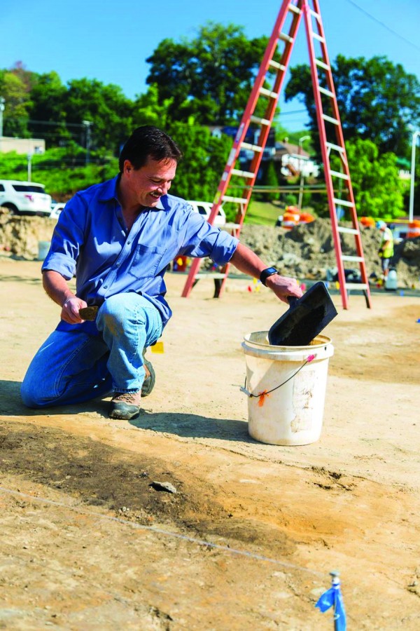 Chief Lambert participates in the archaeological work at the old Cherokee Elementary School site on Wednesday, Aug. 31. 