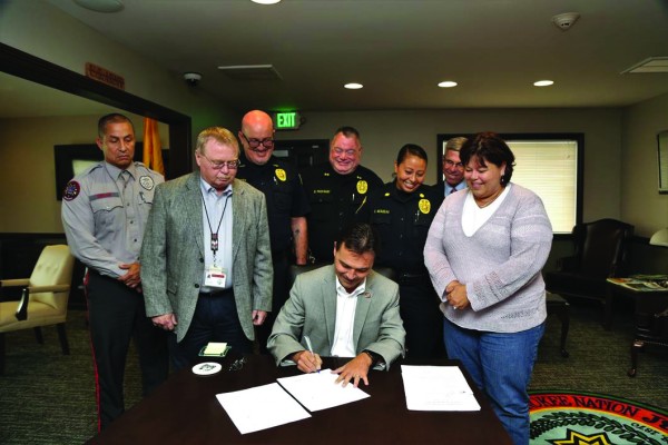 Chief Lambert signs a 638 contract on Friday, Aug. 19. "We were able to negotiate a contract that will provide almost 3 million dollars in this year directly to us from the BIA plus an annual recurring amount payment of almost 1 million yearly," he stated. 