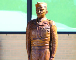 HERO: A bronze sculpture, identical to the one shown above which sets at the Charles George VA Medical Center in Asheville, will be unveiled at the Cherokee Veterans Memorial Park on Friday, Nov. 11 at 11am. (SCOTT MCKIE B.P./One Feather) 